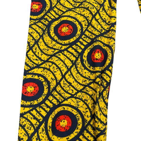Lularoe Printed Leggings Yellow Multi Color One Size 2-10 - Picture 4 of 8